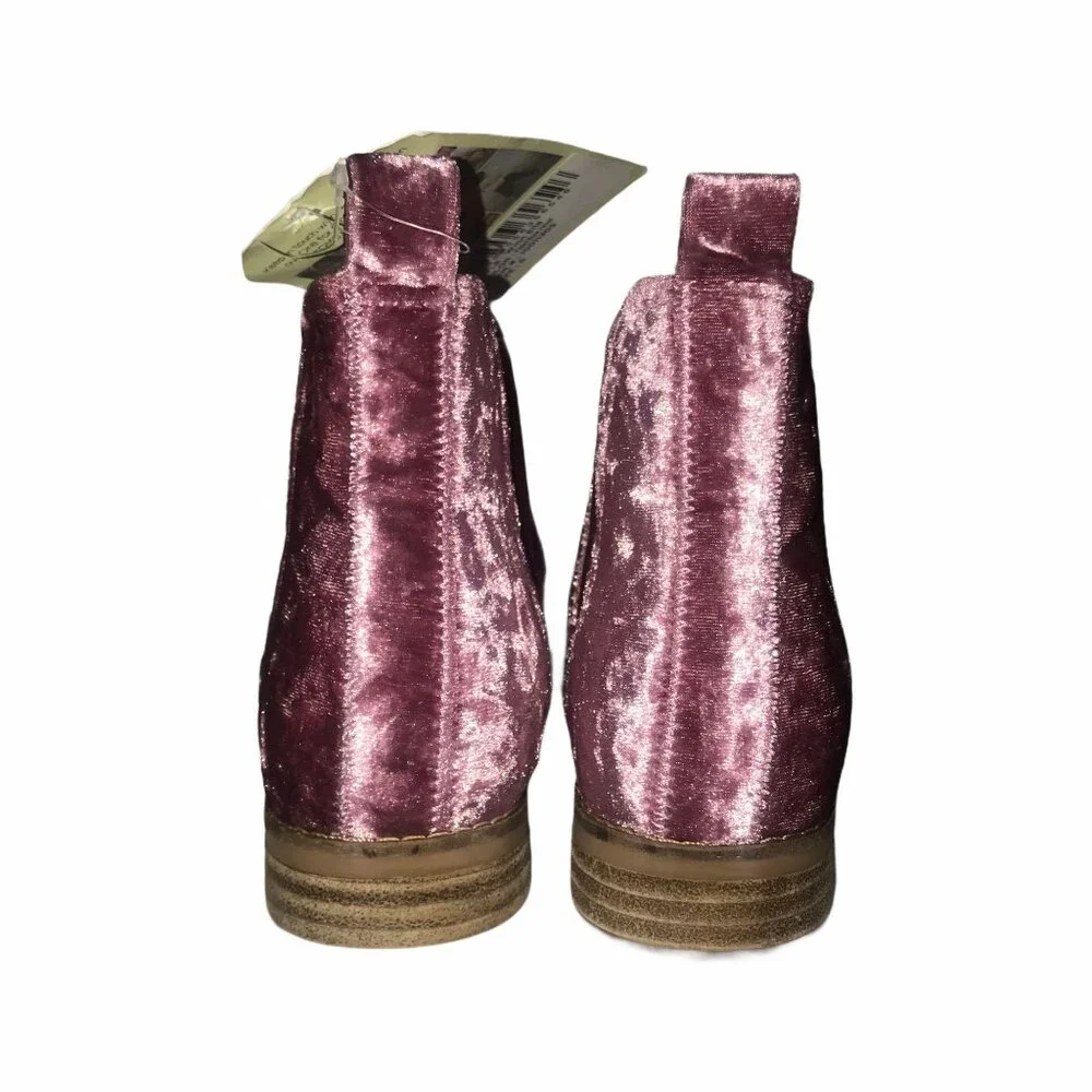 NWT Toms Ella Faded Rose Velvet Ankle Boots 6N Narrow Purple - Picture 7 of 11